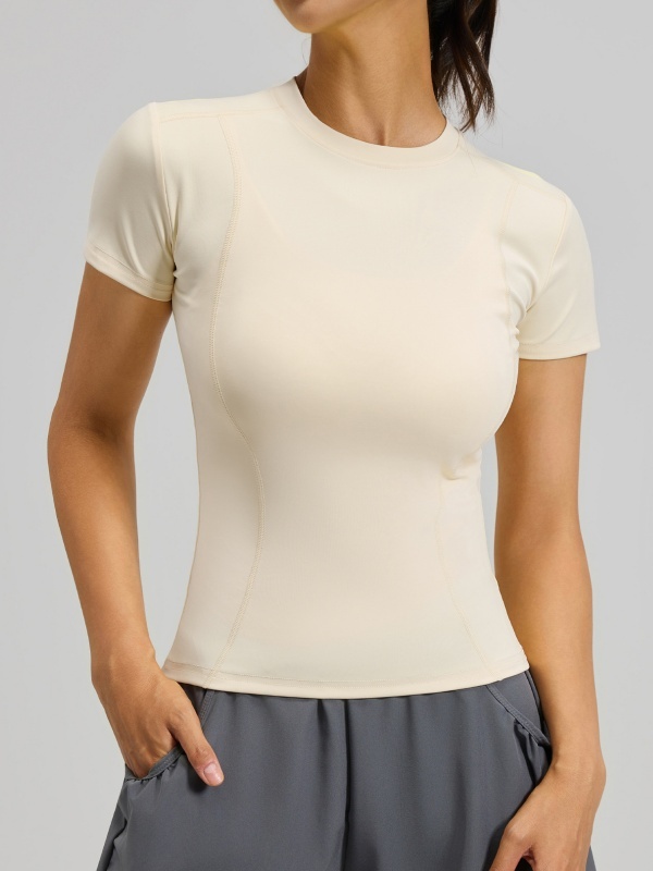 Flexvibe High Elastic Sports Tee Crew Neck Slim Fit Skin-Friendly Figure Flattering