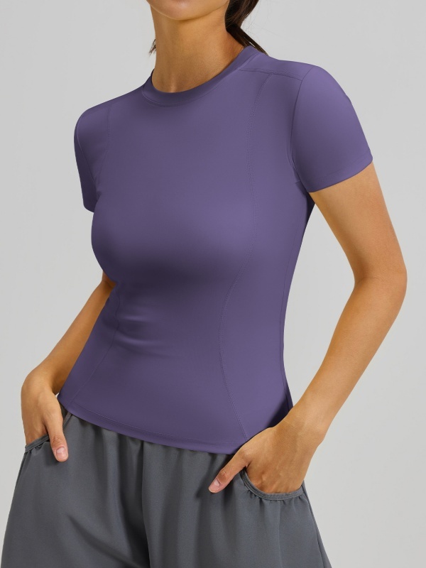 Flexvibe High Elastic Sports Tee Crew Neck Slim Fit Skin-Friendly Figure Flattering