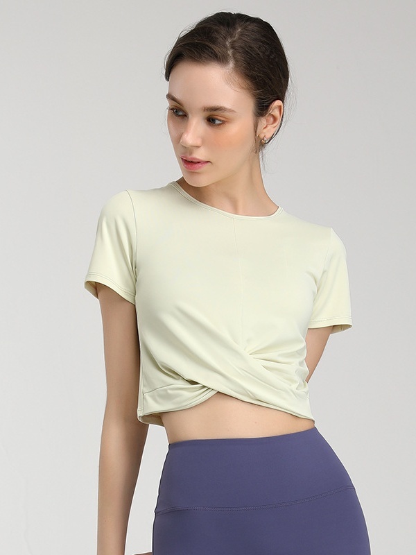 Quick-Drying Crisscross Crop Workout Overlay/Top Short Sleeve, Waist-Exposing & Slim-Fitting, Lightweight & Skin-Friendly