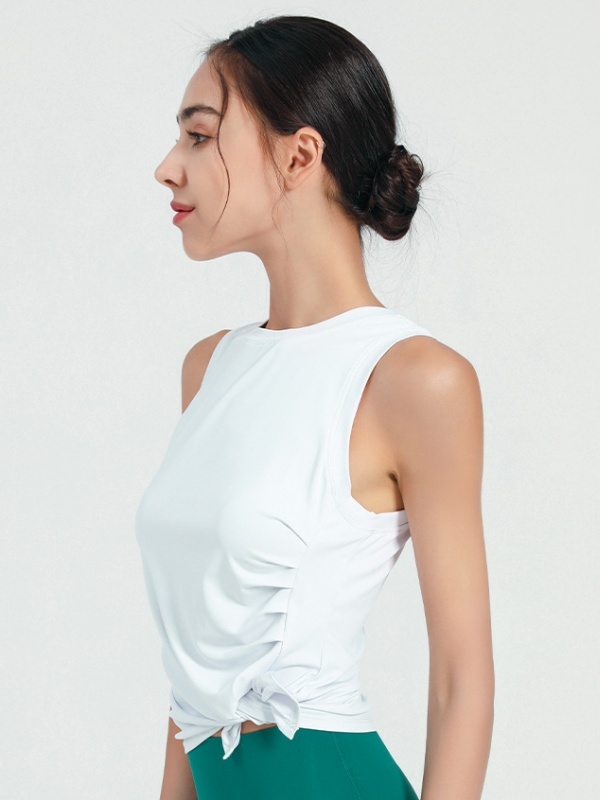 Sleeveless Ruched Waist-Cinched Quick-Dry Breathable Sports Fitness Tank Top