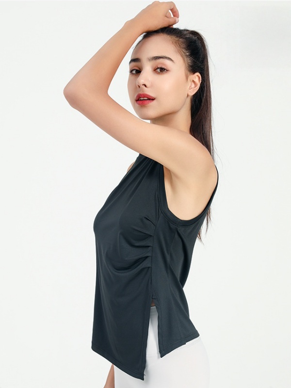 Sleeveless Ruched Waist-Cinched Quick-Dry Breathable Sports Fitness Tank Top