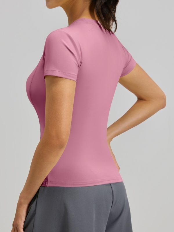 Crew Neck Slim-Fit Figure-Flattering Tight Sports Fitness Short Sleeve (High-Elasticity & Skin-Friendly Type)