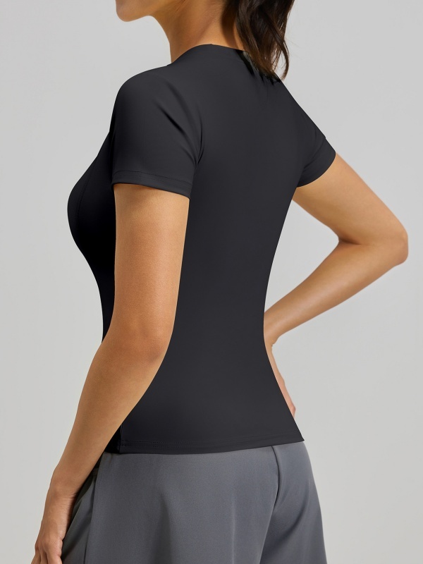 Crew Neck Slim-Fit Figure-Flattering Tight Sports Fitness Short Sleeve (High-Elasticity & Skin-Friendly Type)