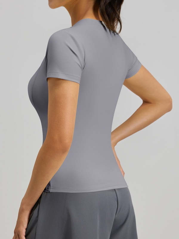 Crew Neck Slim-Fit Figure-Flattering Tight Sports Fitness Short Sleeve (High-Elasticity & Skin-Friendly Type)