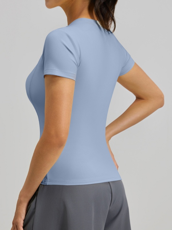 Crew Neck Slim-Fit Figure-Flattering Tight Sports Fitness Short Sleeve (High-Elasticity & Skin-Friendly Type)