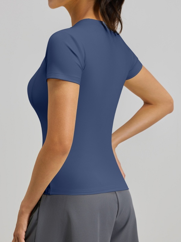 Flexvibe High Elastic Sports Tee Crew Neck Slim Fit Skin-Friendly Figure Flattering