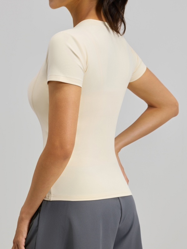 Flexvibe High Elastic Sports Tee Crew Neck Slim Fit Skin-Friendly Figure Flattering