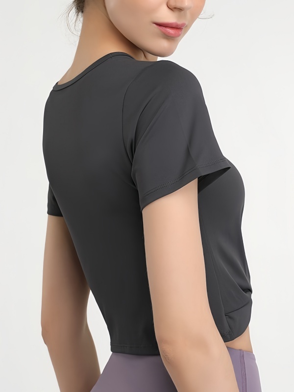 Quick-Drying Crisscross Crop Workout Overlay/Top Short Sleeve, Waist-Exposing & Slim-Fitting, Lightweight & Skin-Friendly