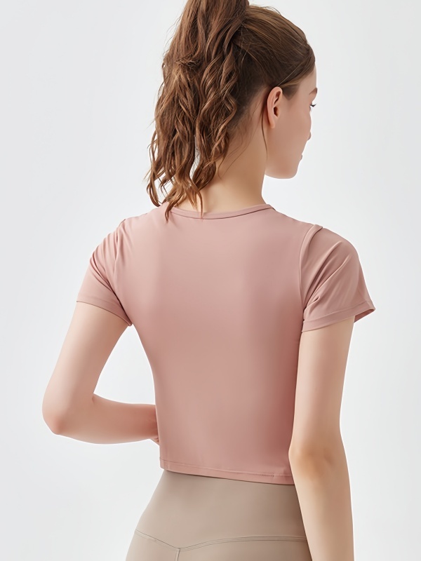 Quick-Drying Crisscross Crop Workout Overlay/Top Short Sleeve, Waist-Exposing & Slim-Fitting, Lightweight & Skin-Friendly