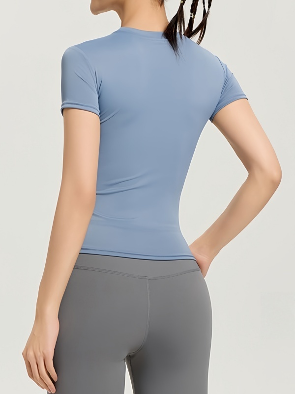 Quick-Dry Crew Neck Slim-Fit & Figure-Flattering Breathable Stretch Sports Fitness Short-Sleeve T-Shirt