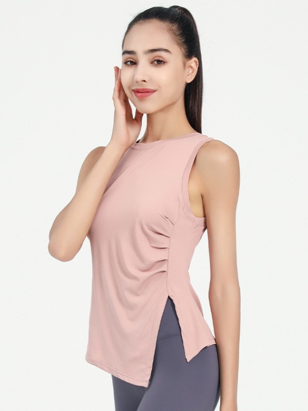 Sleeveless Ruched Waist-Cinched Quick-Dry Breathable Sports Fitness Tank Top