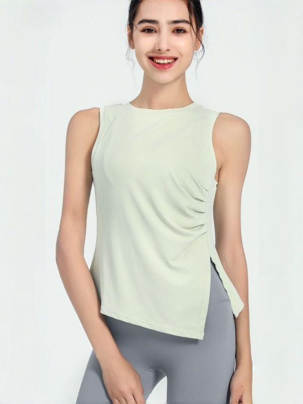 Sleeveless Ruched Waist-Cinched Quick-Dry Breathable Sports Fitness Tank Top