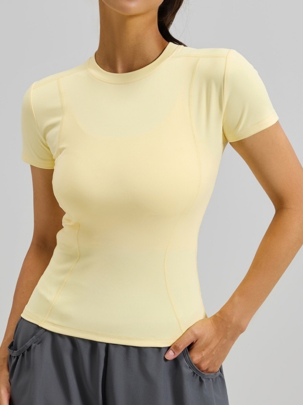 Crew Neck Slim-Fit Figure-Flattering Tight Sports Fitness Short Sleeve (High-Elasticity & Skin-Friendly Type)