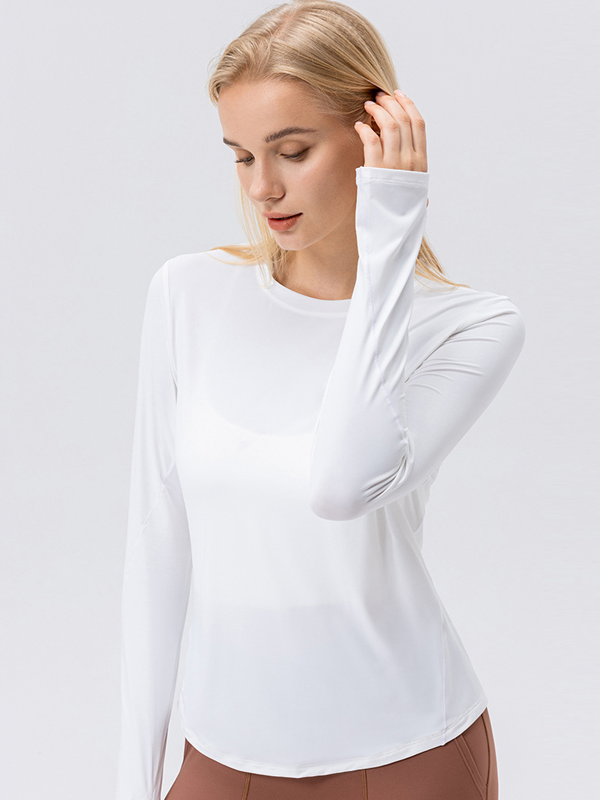 Versatile Minimalist High-Elastic Moisture-Wicking Quick-Dry Crew Neck Loose & Breathable Sports Running Yoga Fitness Long-Sleeve Top