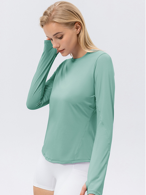 Versatile Minimalist High-Elastic Moisture-Wicking Quick-Dry Crew Neck Loose & Breathable Sports Running Yoga Fitness Long-Sleeve Top