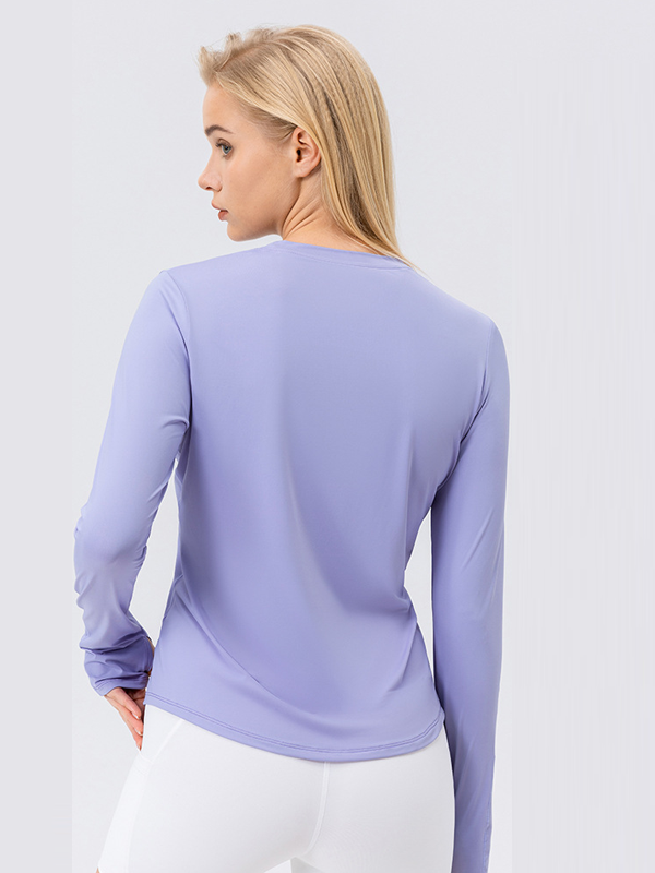 Versatile Minimalist High-Elastic Moisture-Wicking Quick-Dry Crew Neck Loose & Breathable Sports Running Yoga Fitness Long-Sleeve Top