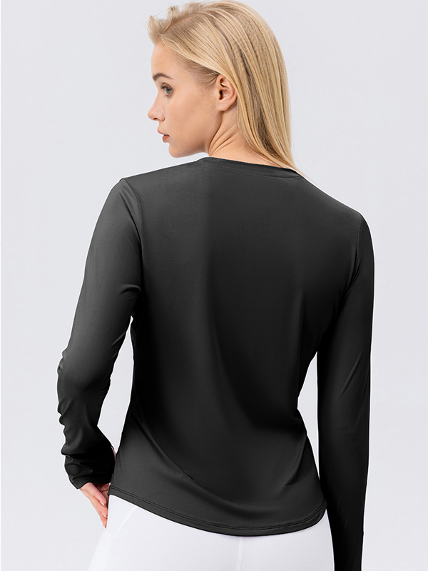 Versatile Minimalist High-Elastic Moisture-Wicking Quick-Dry Crew Neck Loose & Breathable Sports Running Yoga Fitness Long-Sleeve Top