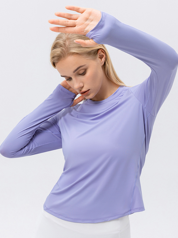 Versatile Minimalist High-Elastic Moisture-Wicking Quick-Dry Crew Neck Loose & Breathable Sports Running Yoga Fitness Long-Sleeve Top