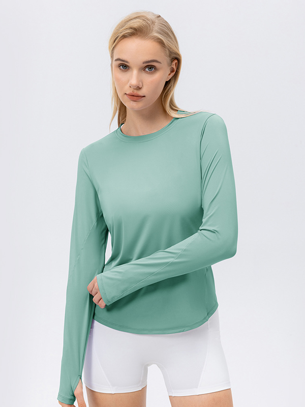 Versatile Minimalist High-Elastic Moisture-Wicking Quick-Dry Crew Neck Loose & Breathable Sports Running Yoga Fitness Long-Sleeve Top