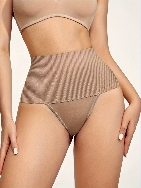 High-waisted tummy control shaping thong