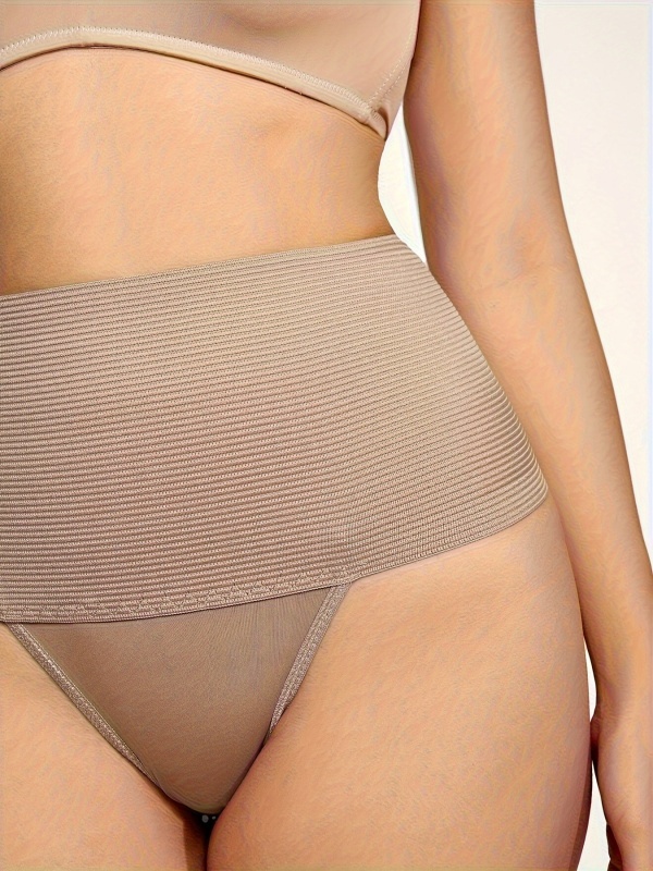 High-waisted tummy control shaping thong