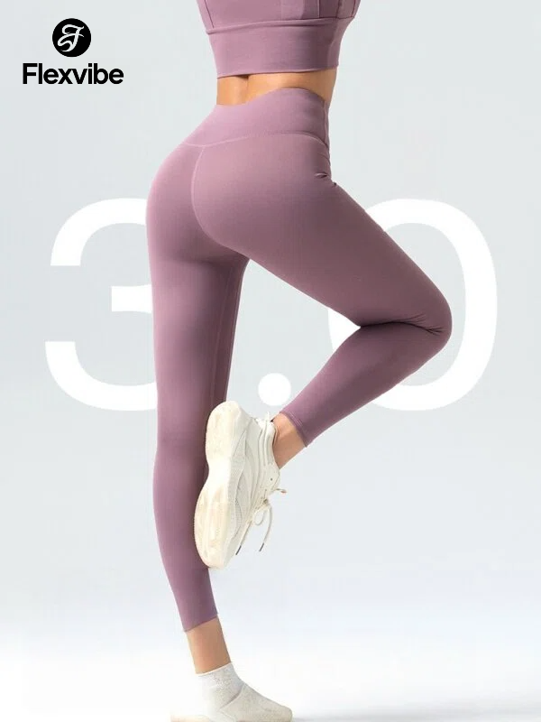 Flexvibe Buttery Soft High Waisted Yoga Leggings - Abdomen Smoothing Tummy Control & Moisture Wicking