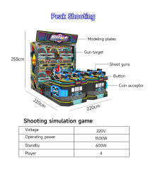 Arcade Video Game Machine Simulator Coin-Operated Shooting Entertainment with Bill Acceptor for 4 Players