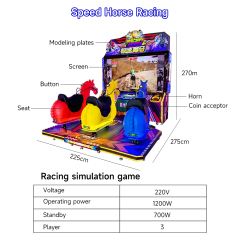 3 Players Speed Horse Game Machine Arcade Horse Racing Game Machine Coin-Operated Entertainment for Kids Game Centers Amusement Parks