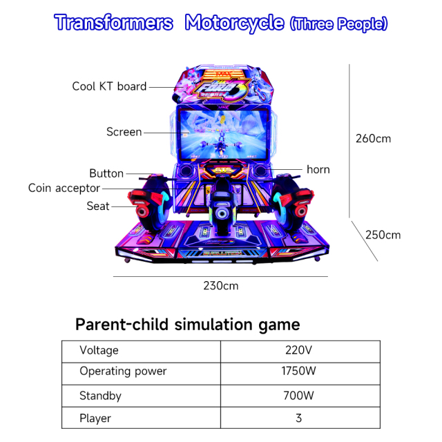 3-Player Dynamic Coin Operated Motorcycle Children's Video Game Machine Racing Simulator Sports Motorcycle Arcade Amusement Arcade Game Machine