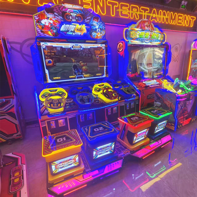 Interactive Kids Adult Coin-operated 4d Racing Video Racing 4-person Arcade Flying Car Game Machine Children's Indoor Driving Game Machine