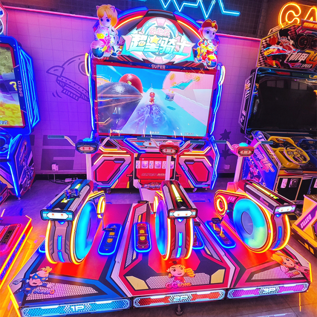 Children's Indoor Arcade Simulator Racing Machine Coin Operated Bicycle Entertainment Game Equipment for Kids Multiplayer Bicycle Racing