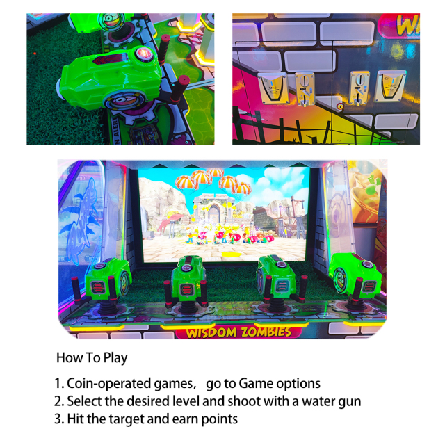 Arcade Zombies Game Machine Water Shooting Arcade Game Machine Kids Water Shooting Gun Game Machine