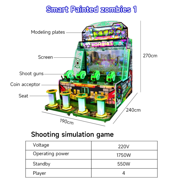 Arcade Zombies Game Machine Water Shooting Arcade Game Machine Kids Water Shooting Gun Game Machine