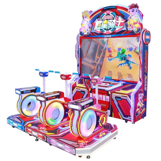 Children's Indoor Arcade Simulator Racing Machine Coin Operated Bicycle Entertainment Games for Kids Multiplayer Bicycle Racing