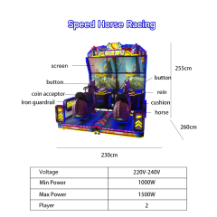 Indoor Arcade Game Center 2 Players Speed Horse Game Machine Coin Operated Arcade Horse Racing Car Game Machine