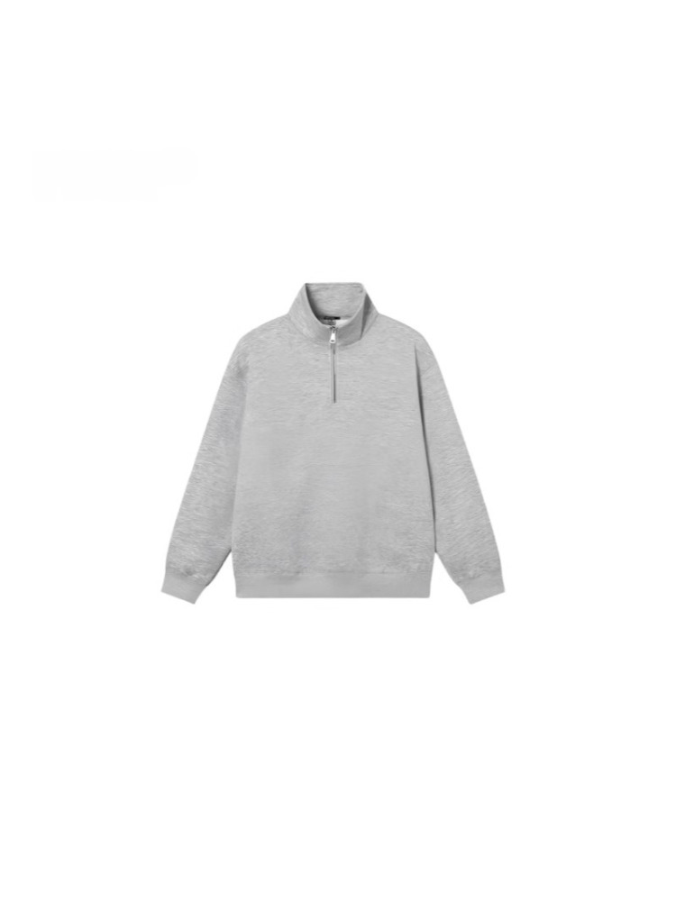 Half zip stand up collar Boxy grey hoodie
