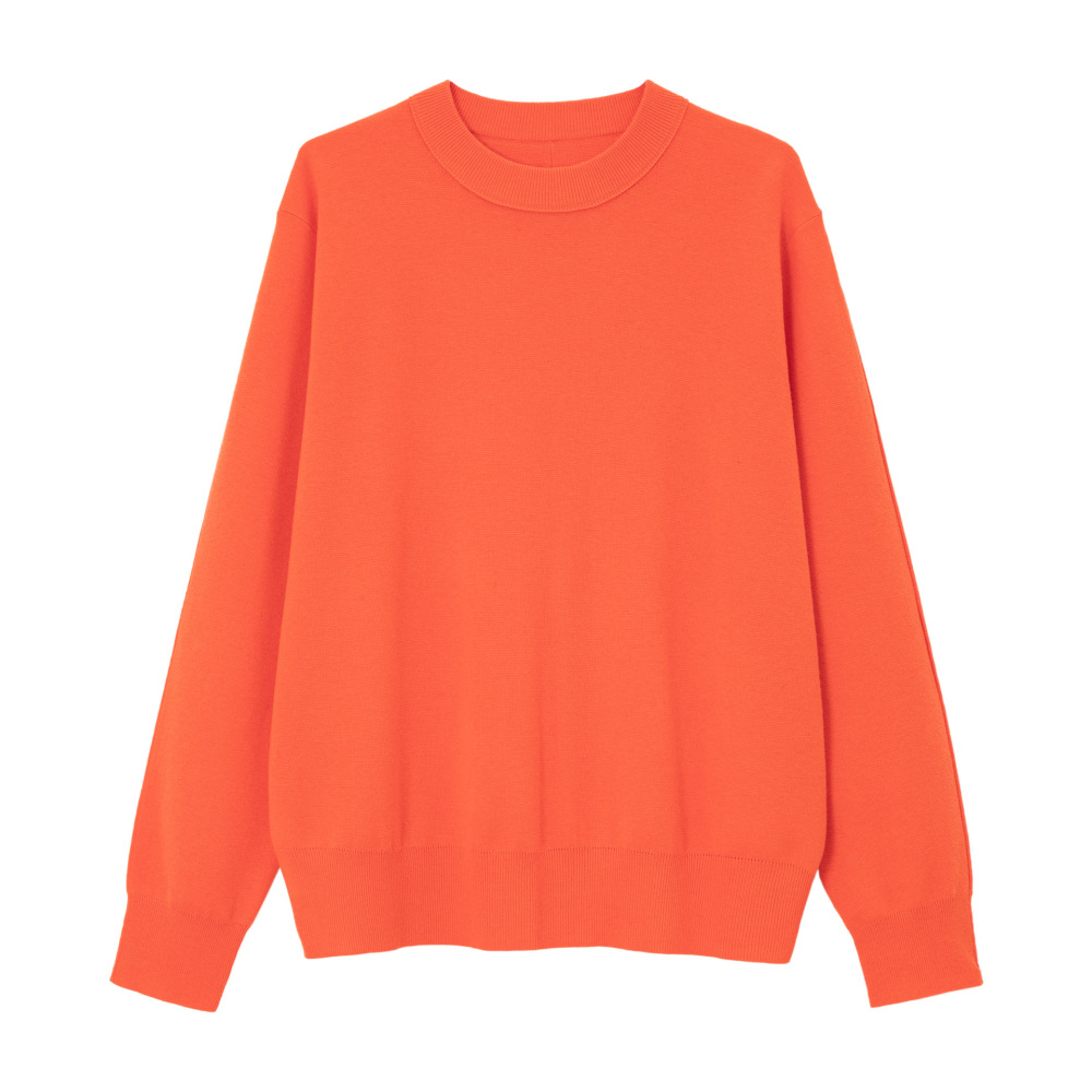 Simple wool round neck long-sleeved knit base layer