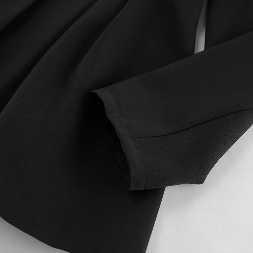 Black Waist-Cinched V-Neck Blazer