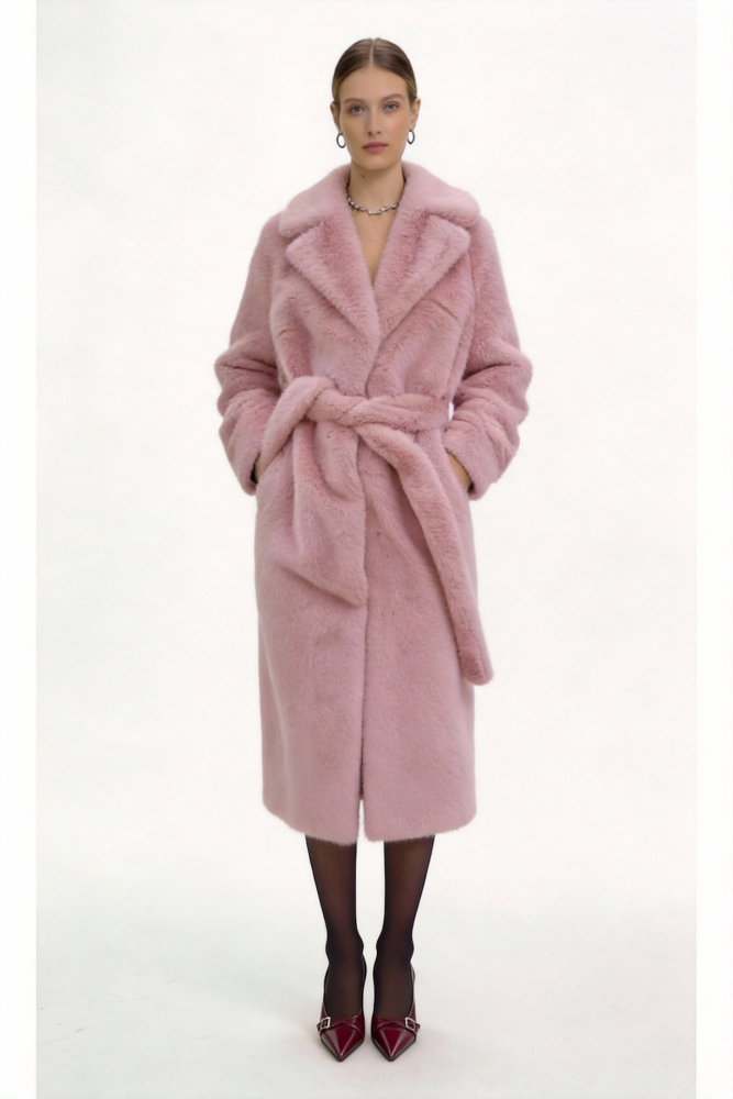 Gradient Faux Fur Maxi Coat