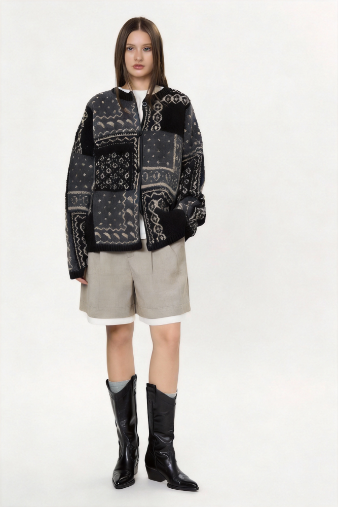 Thick wool knitted cardigan