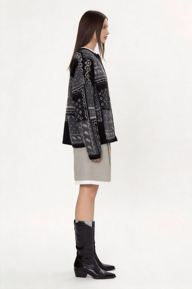 Thick wool knitted cardigan
