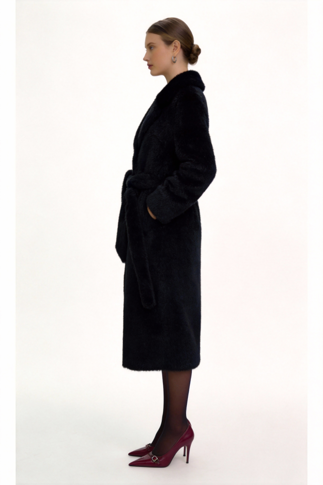 Gradient Faux Fur Maxi Coat