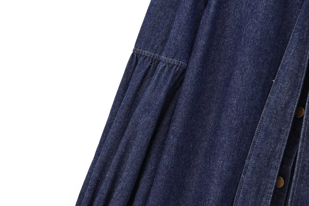 Belted bow-front denim shirt