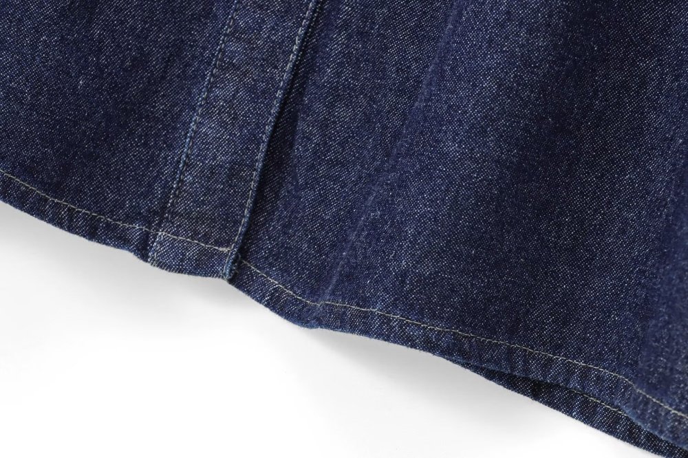Belted bow-front denim shirt