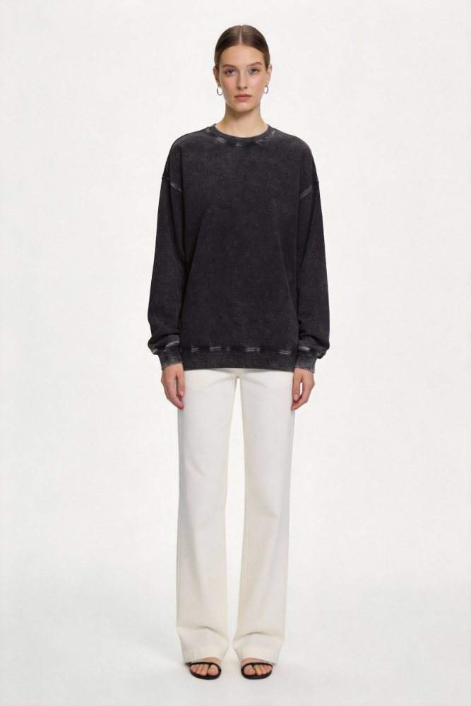 Vintage round-neck hoodie