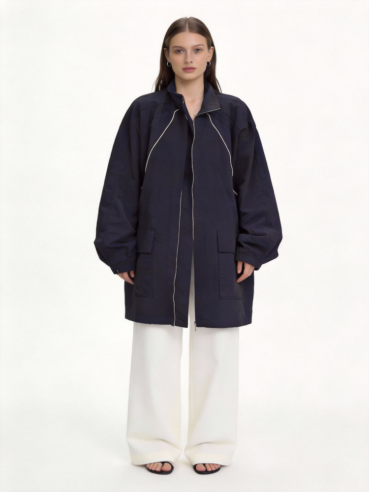 Jumper with stand-up collar, casual windbreaker jacket