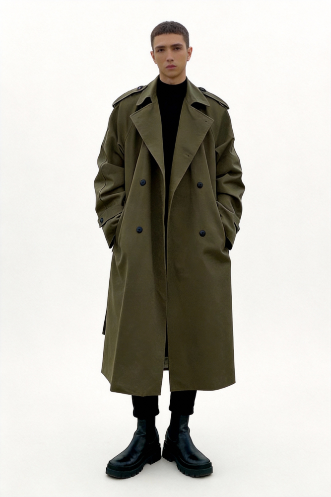 Loose-fitting men's long coat