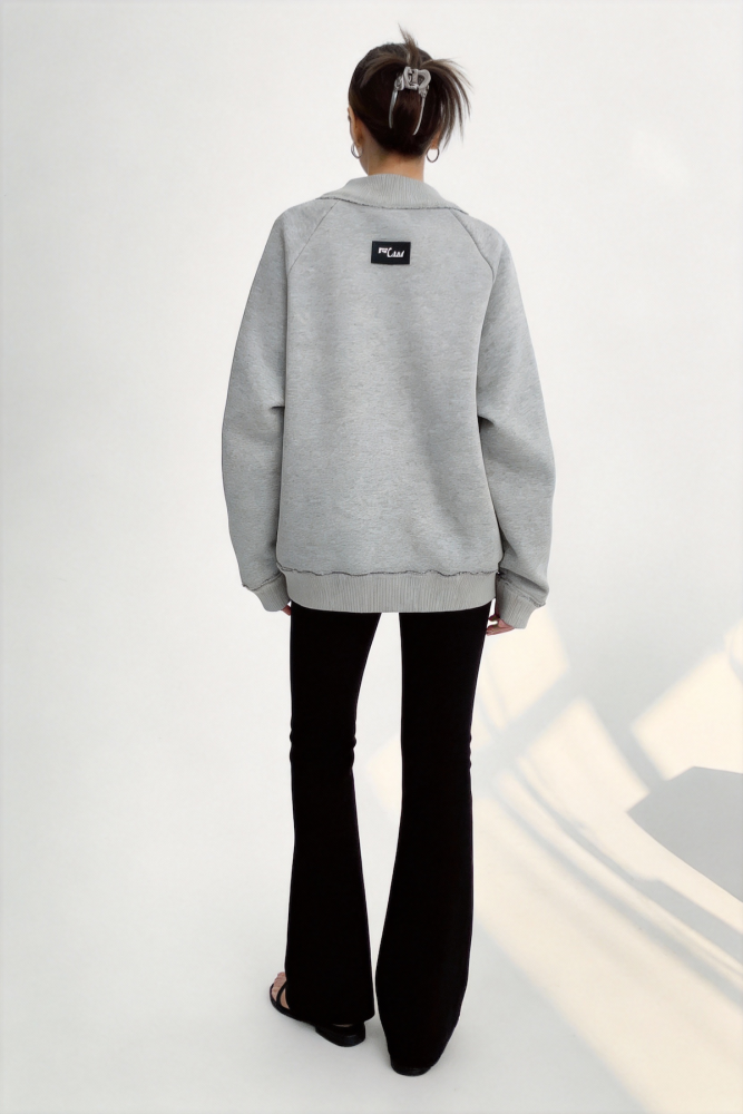 Short-sleeved zipper round-neck hoodie