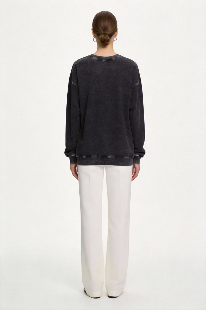 Vintage round-neck hoodie