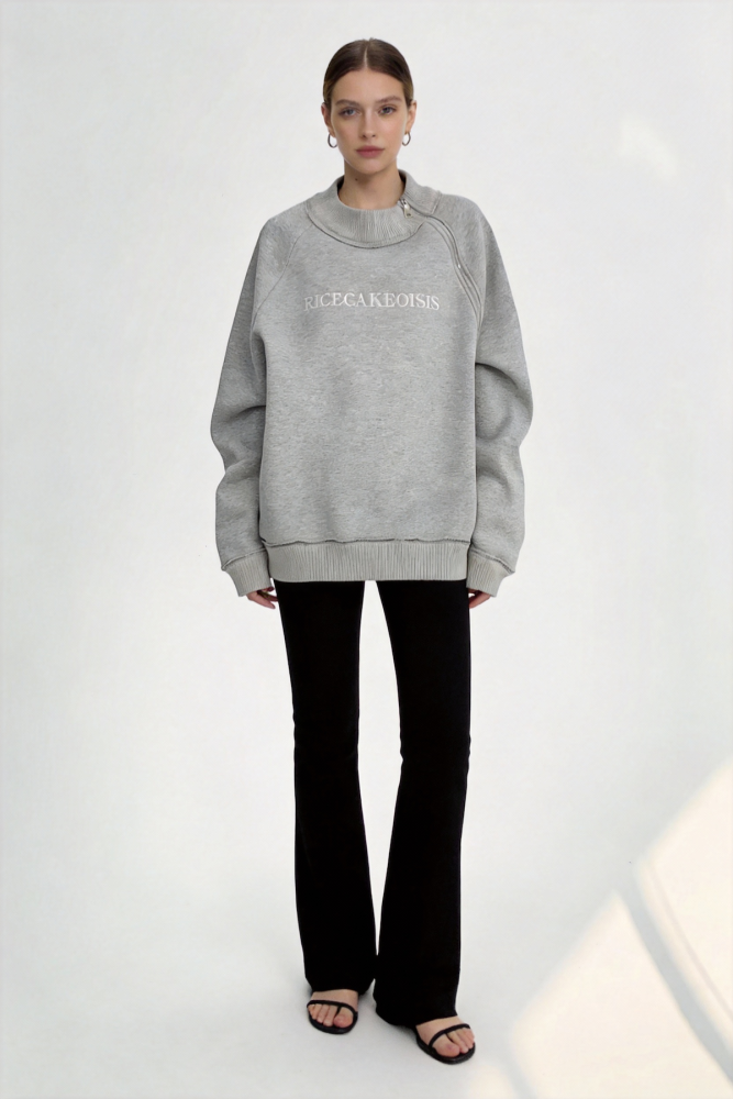 Short-sleeved zipper round-neck hoodie
